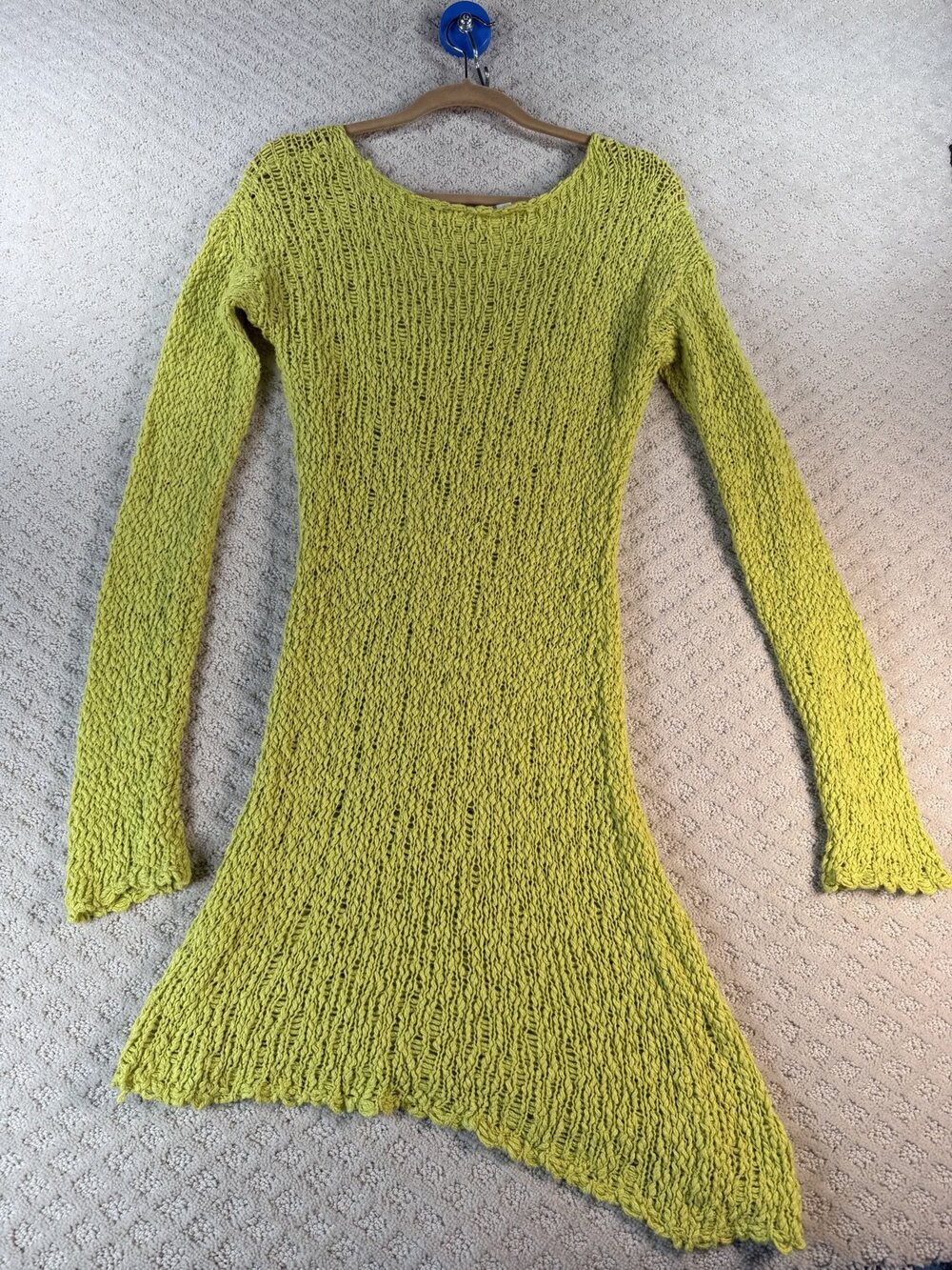 UMGEE USA Dress Womens Green Tunic Scoop Neck Long Sleeve Asymmetric Size L